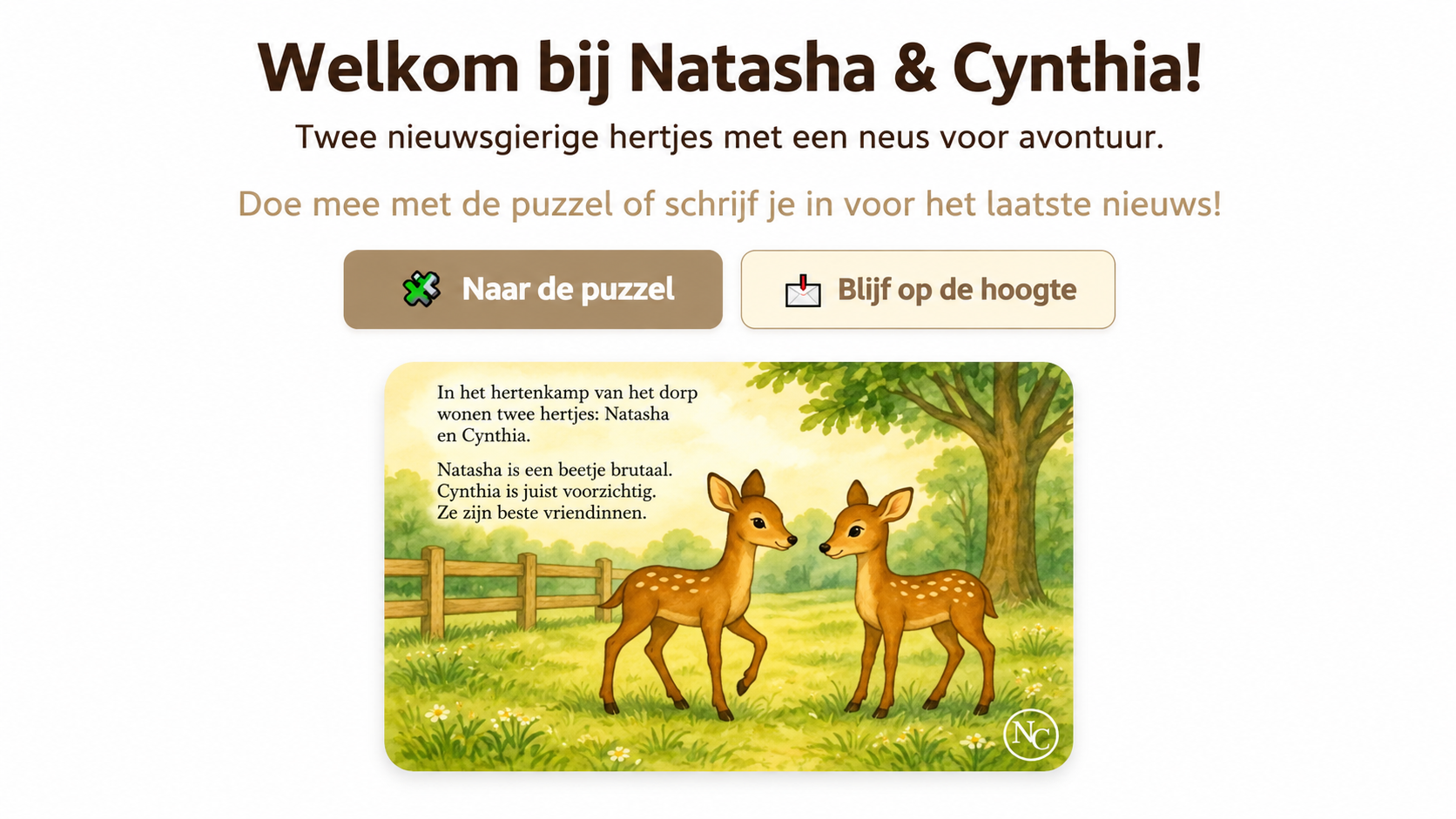 Screenshot van de website Natasha & Cynthia